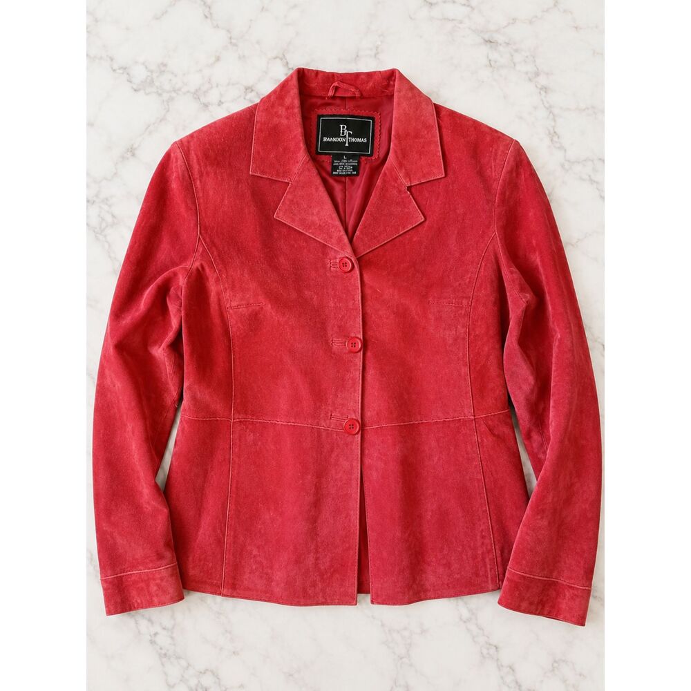Brandon Thomas Women's L Suede Leather Blazer Jacket 100% Genuine Vintage